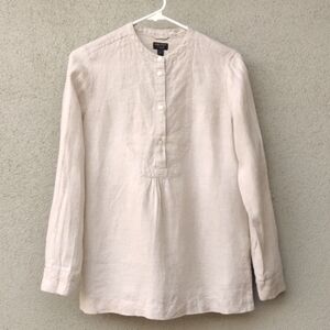 J. Crew Baird McNutt Beige Linen Long Sleeve Popover Shirt Sz 2